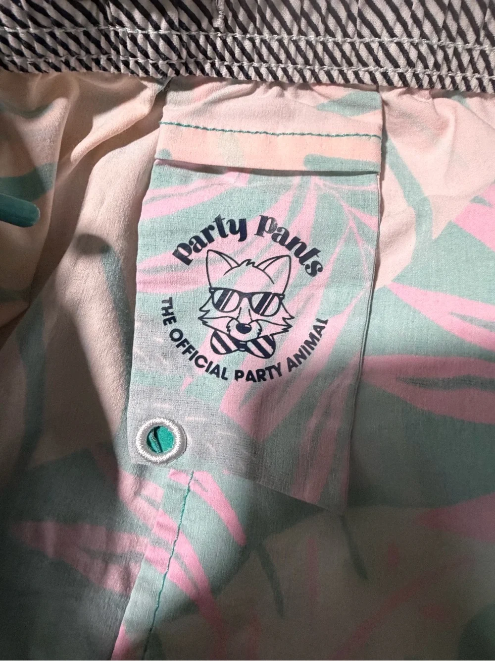 Party Pants tropical print turquoise swim trunks size large